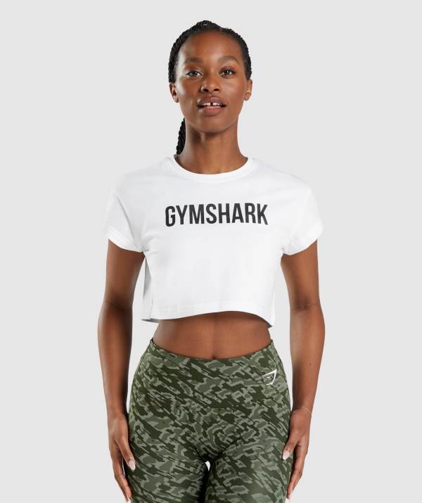 Gymshark Apollo Crop Top Damen Weiß | 1602JMSGA