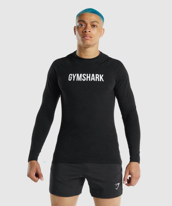 Gymshark Apollo Long Sleeve Sweatshirt Herren Schwarz | 6352QPHRG