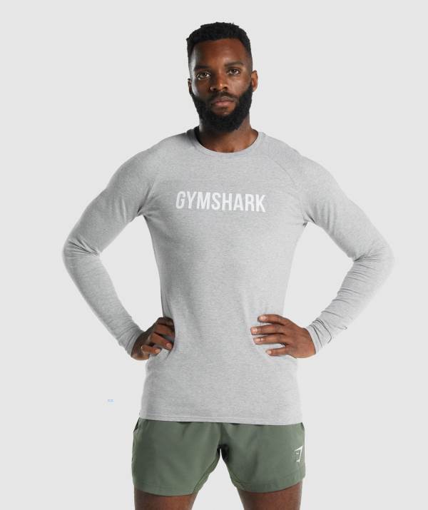 Gymshark Apollo Long Sleeve Sweatshirt Herren Hellgrau | 8137FSIOR