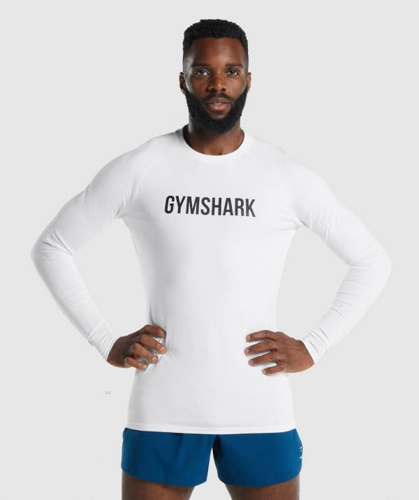 Gymshark Apollo Long Sleeve Sweatshirt Herren Weiß | 8671WCLAP
