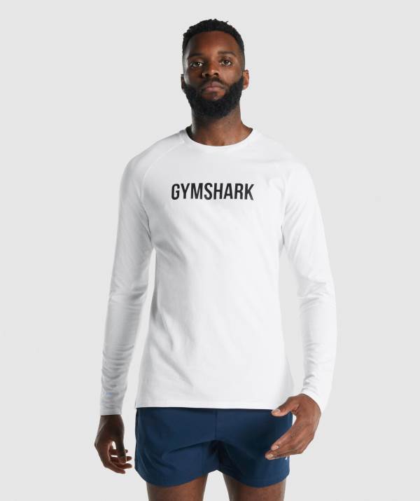 Gymshark Apollo Long Sleeve Sweatshirt Herren Weiß | 8942LDEXK