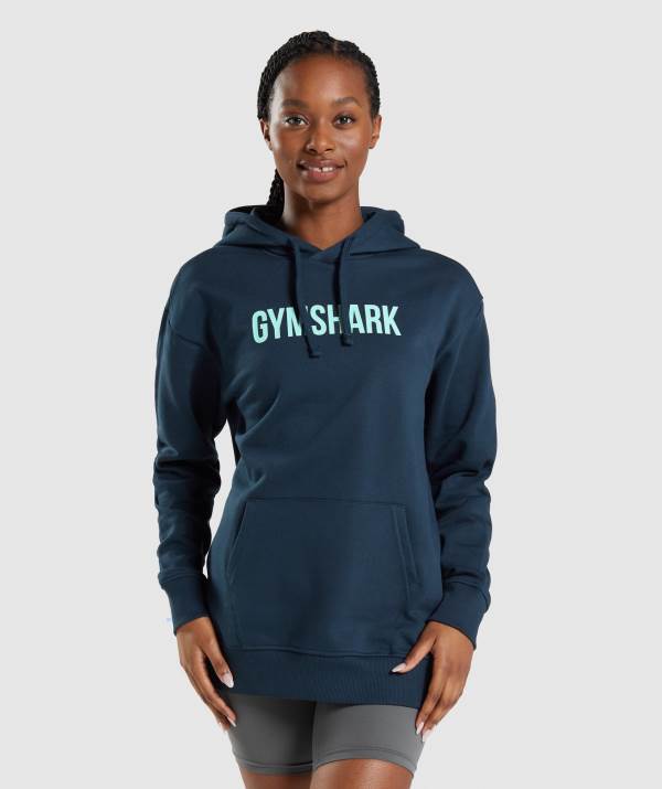 Gymshark Apollo Oversized Hoodie Damen Navy | 6583YIXOH
