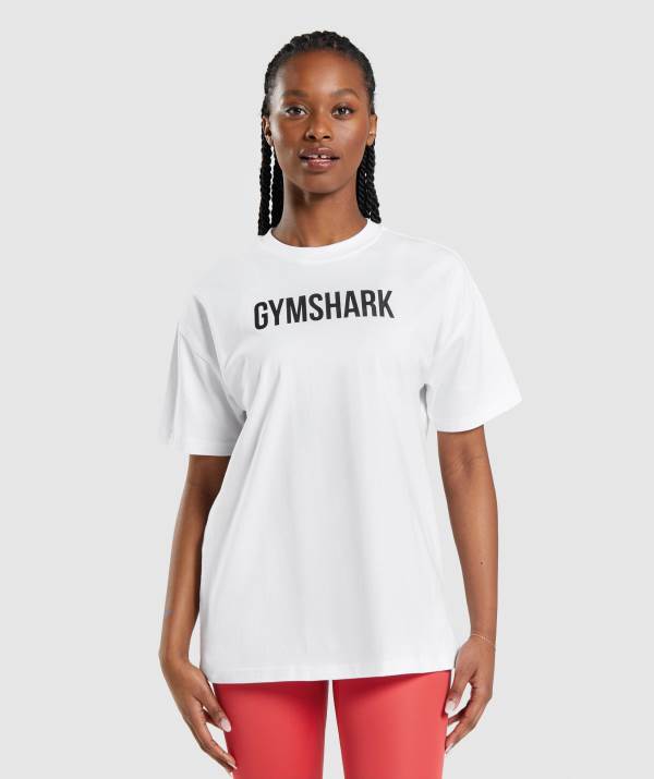 Gymshark Apollo Oversized T-Shirt Damen Weiß | 2937JZQYD