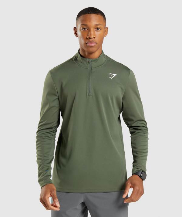 Gymshark Arrival 1/4 Zip Pullover Herren Olivgrün | 6159NHOVA