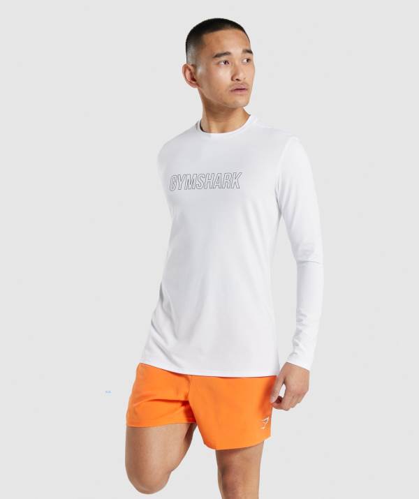 Gymshark Arrival Graphic Long Sleeve Sweatshirt Herren Weiß | 7395NXZHU