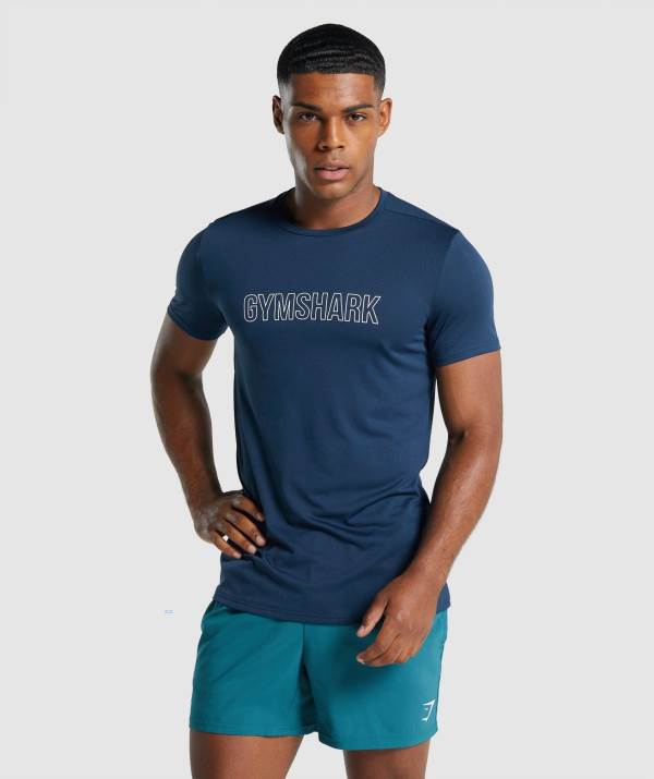 Gymshark Arrival Graphic T-Shirt Herren Navy | 7953FVSPT