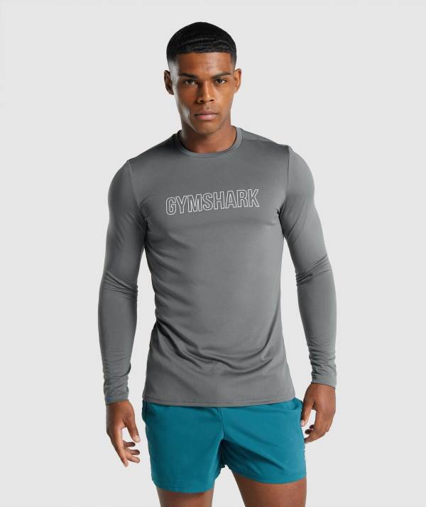 Gymshark Arrival Long Sleeve Graphic Sweatshirt Herren Tiefesgrau | 0891BYAJT