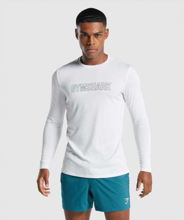 Gymshark Arrival Long Sleeve Graphic Sweatshirt Herren Weiß | 1709KCDYB