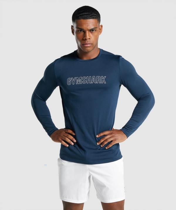 Gymshark Arrival Long Sleeve Graphic Sweatshirt Herren Navy | 2658IGLQP
