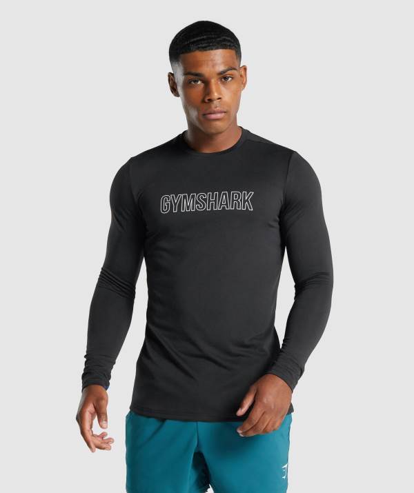Gymshark Arrival Long Sleeve Graphic Sweatshirt Herren Schwarz | 9471JMKZA