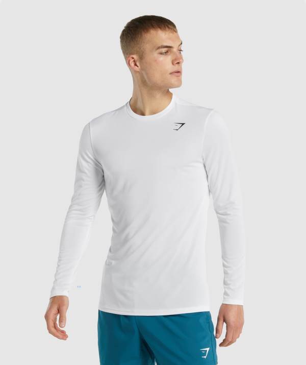 Gymshark Arrival Long Sleeve Sweatshirt Herren Weiß | 1274HAWOE