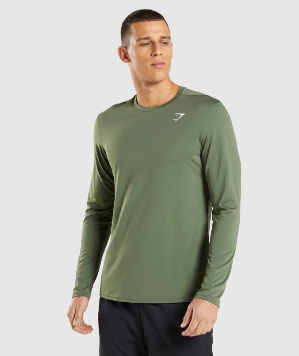 Gymshark Arrival Long Sleeve Sweatshirt Herren Olivgrün | 1705QHUPX