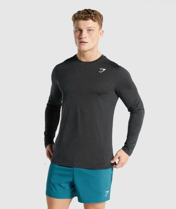 Gymshark Arrival Marl Long Sleeve Sweatshirt Herren Schwarz | 2916INPRJ