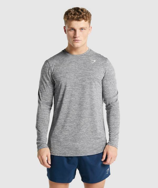 Gymshark Arrival Marl Long Sleeve Sweatshirt Herren Grau | 3524JDWYO