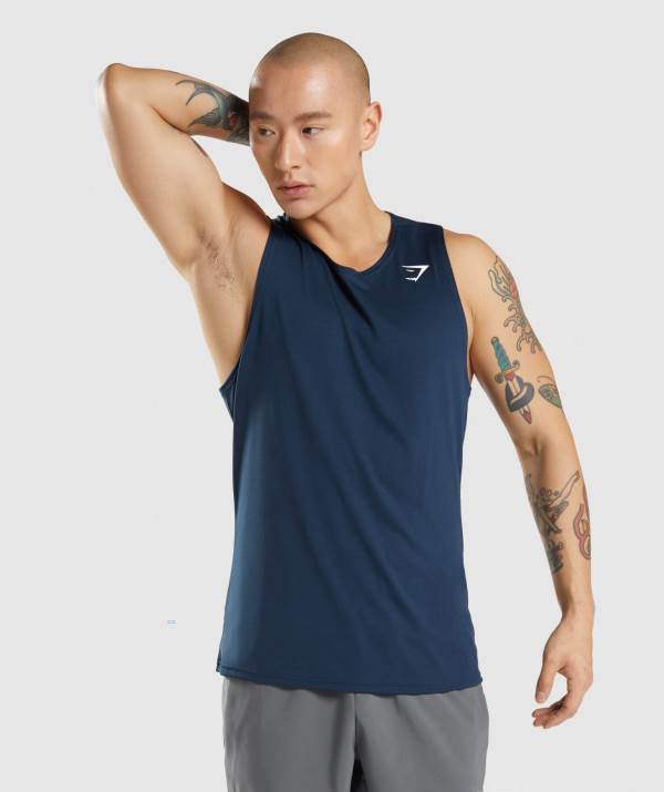Gymshark Arrival Muskelshirt Herren Navy | 4835LPAMU