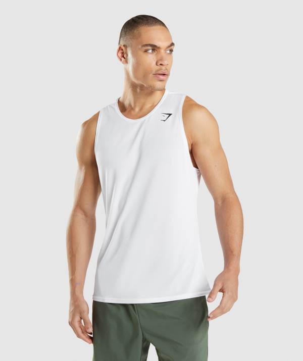 Gymshark Arrival Muskelshirt Herren Weiß | 4071MZGSH