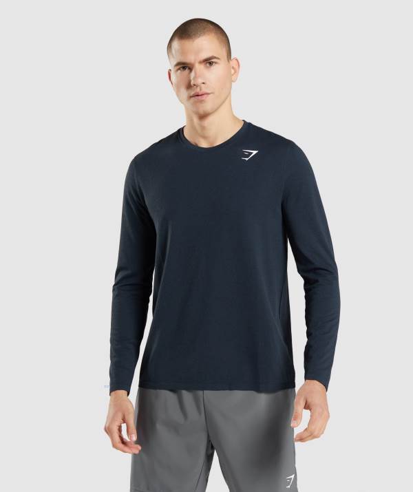 Gymshark Arrival Seamless Long Sleeve Sweatshirt Herren Navy | 3297LDSTX