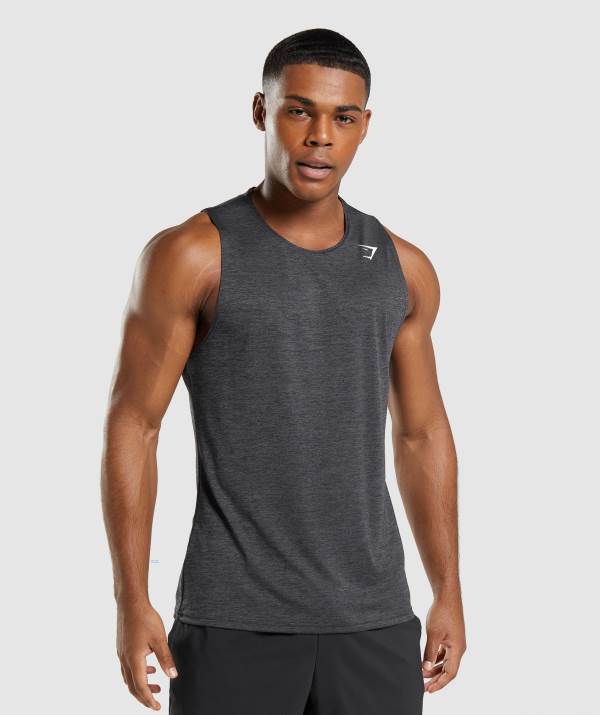 Gymshark Arrival Slim Marl Muskelshirt Herren Schwarz Schwarz Grau | 4387OQULV