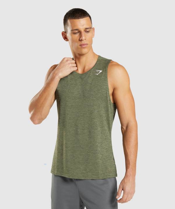 Gymshark Arrival Slim Marl Muskelshirt Herren Olivgrün Olivgrün | 7620PGZCS