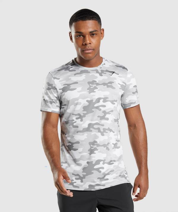 Gymshark Arrival T-Shirt Herren Hellgrau Camouflage | 4721RJPGO