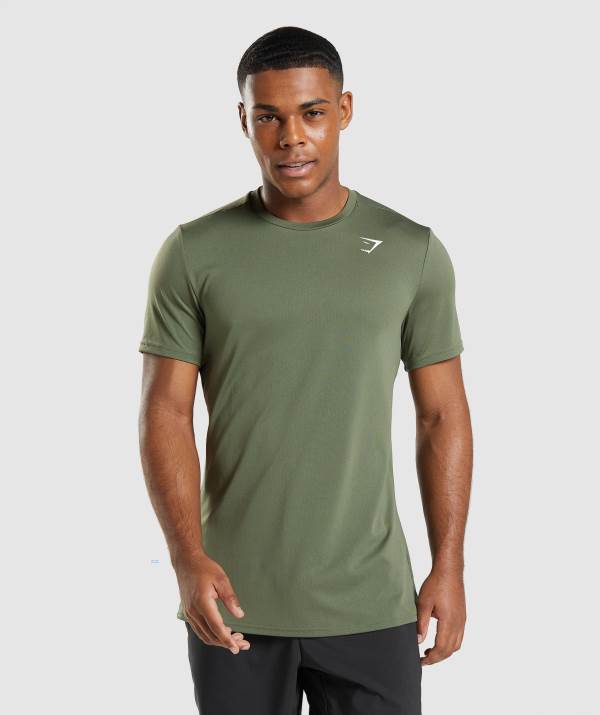 Gymshark Arrival T-Shirt Herren Olivgrün | 6237GYFEW