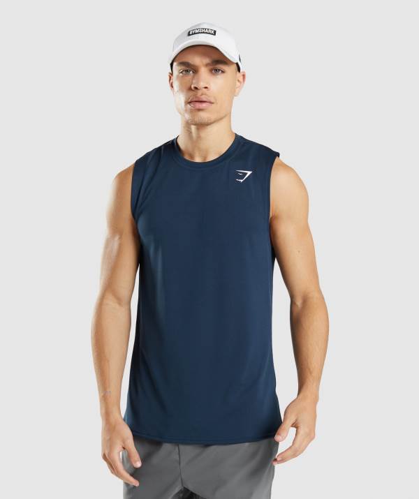 Gymshark Arrival Ärmellose T-Shirt Herren Navy | 0961NETBS