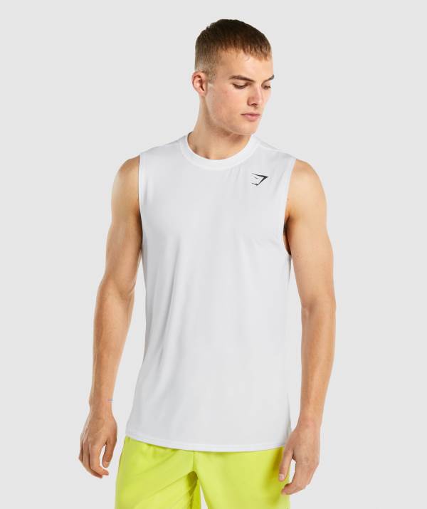 Gymshark Arrival Ärmellose T-Shirt Herren Weiß | 6739QXNLV