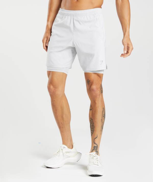 Gymshark Aspect 2 In 1 Kurze Hose Herren Hellgrau | 2473CJIXL