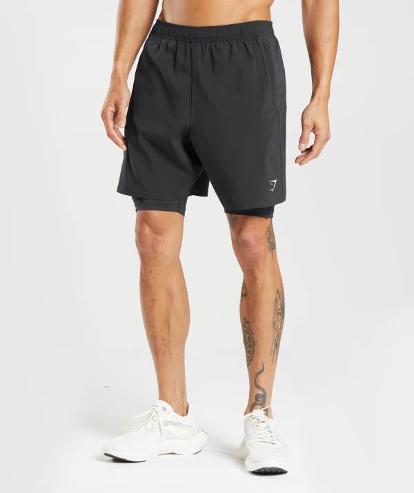 Gymshark Aspect 2 In 1 Kurze Hose Herren Schwarz | 3469AFVWB