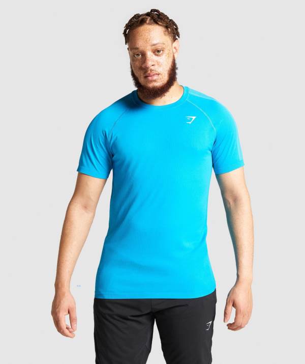 Gymshark Aspect Laufschuhe Seamless T-Shirt Herren Blau | 1948LZGUK