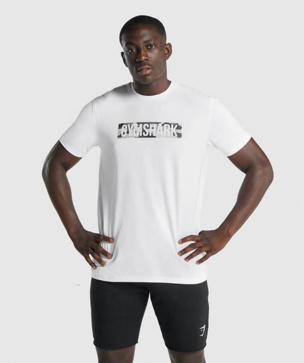 Gymshark Block Infill T-Shirt Herren Weiß | 8291YKFAO