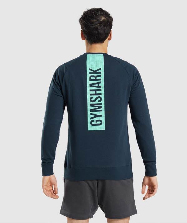 Gymshark Bold Crew Pullover Herren Navy | 7302LNMPF