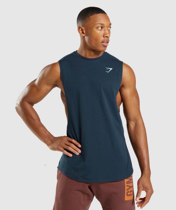 Gymshark Bold Drop Arm Muskelshirt Herren Navy | 0635ELZQO