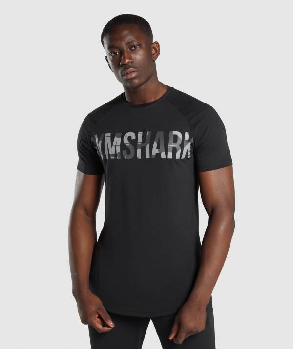 Gymshark Bold T-Shirt Herren Camouflage Schwarz | 8437XIZTB