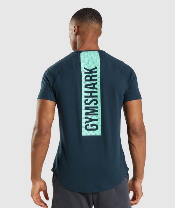 Gymshark Bold T-Shirt Herren Navy | 8957SBMVU