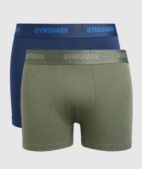 Gymshark Boxers 2pk Unterwäsche Herren Navy Olivgrün | 7380HDPVU