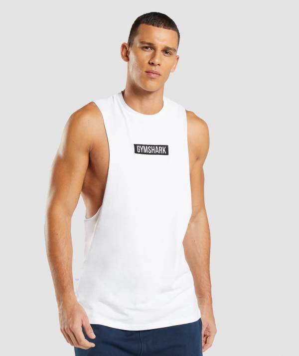 Gymshark Central Drop Arm Muskelshirt Herren Weiß | 2695IQZJY
