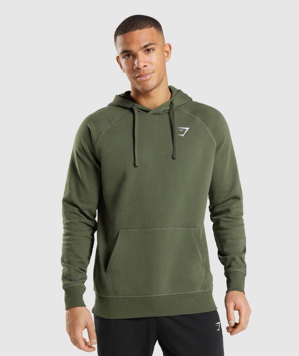 Gymshark Crest Hoodie Herren Olivgrün | 5374LSTCF