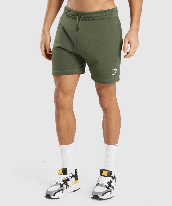 Gymshark Crest Kurze Hose Herren Olivgrün | 7485MGVAC