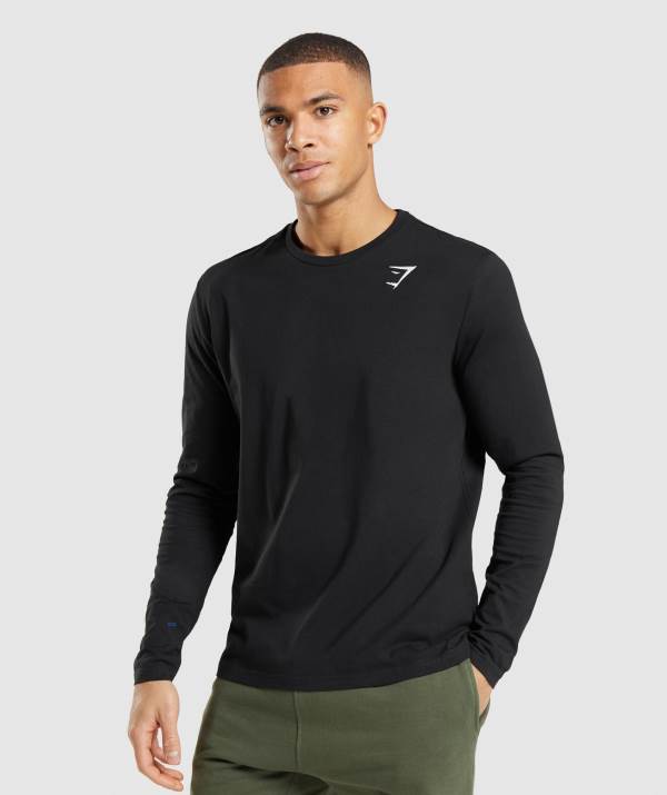 Gymshark Crest Long Sleeve Sweatshirt Herren Schwarz | 5160ZGLEJ