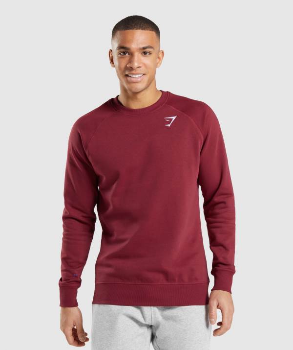 Gymshark Crest Sweatshirt Herren Bordeaux Rot | 4369RPMGA