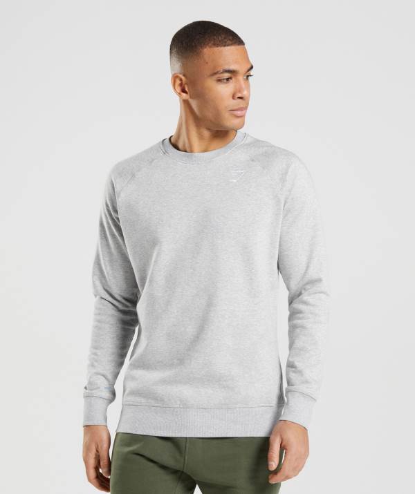 Gymshark Crest Sweatshirt Herren Hellgrau | 2068DVOYZ