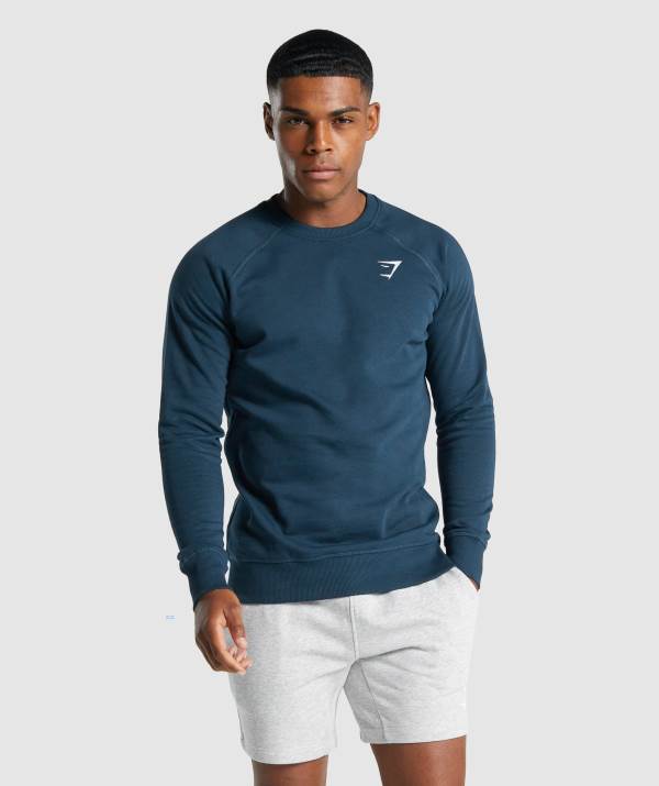 Gymshark Crest Sweatshirt Herren Navy | 5704WZNKH