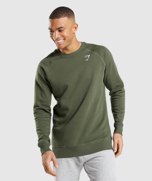 Gymshark Crest Sweatshirt Herren Olivgrün | 9018DIKNM