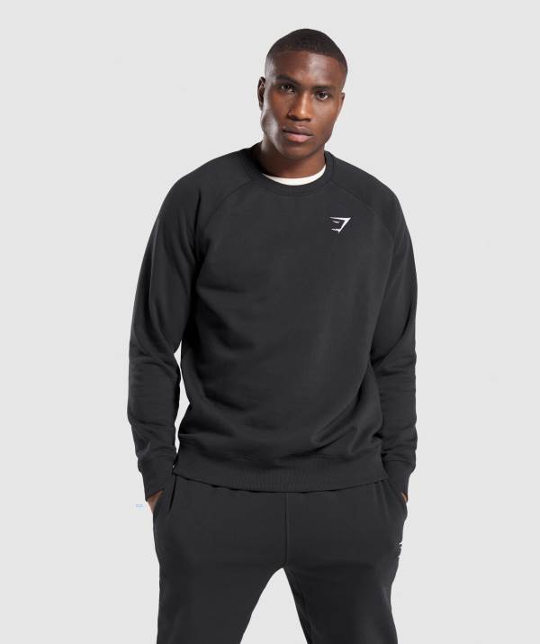 Gymshark Crest Sweatshirt Herren Schwarz | 3612BAJVT