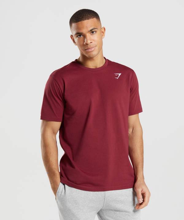 Gymshark Crest T-Shirt Herren Bordeaux Rot | 9406BCILG