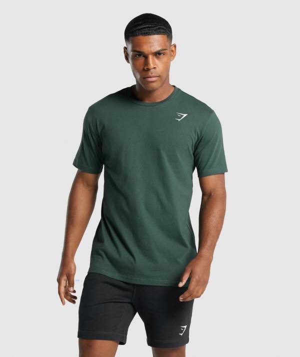 Gymshark Crest T-Shirt Herren Dunkelgrün | 8746BFGLV