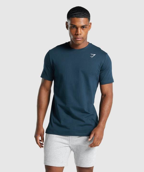 Gymshark Crest T-Shirt Herren Navy | 7485LBHQJ