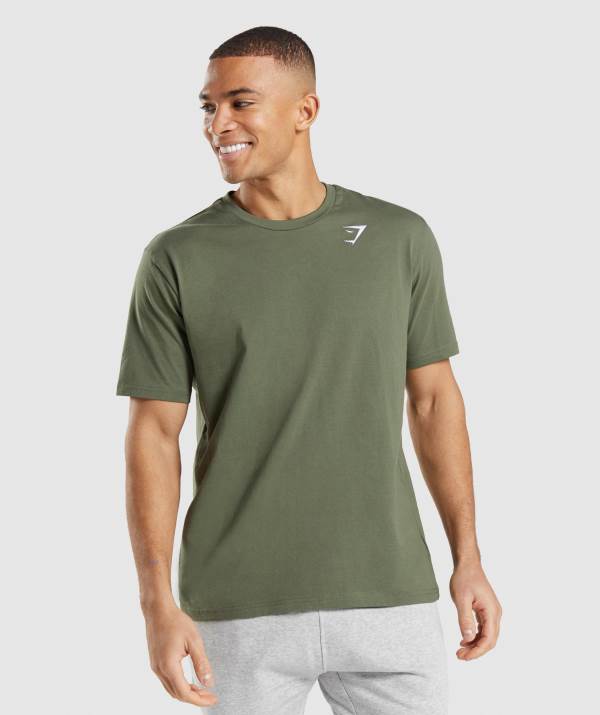 Gymshark Crest T-Shirt Herren Olivgrün | 8520TWSVK
