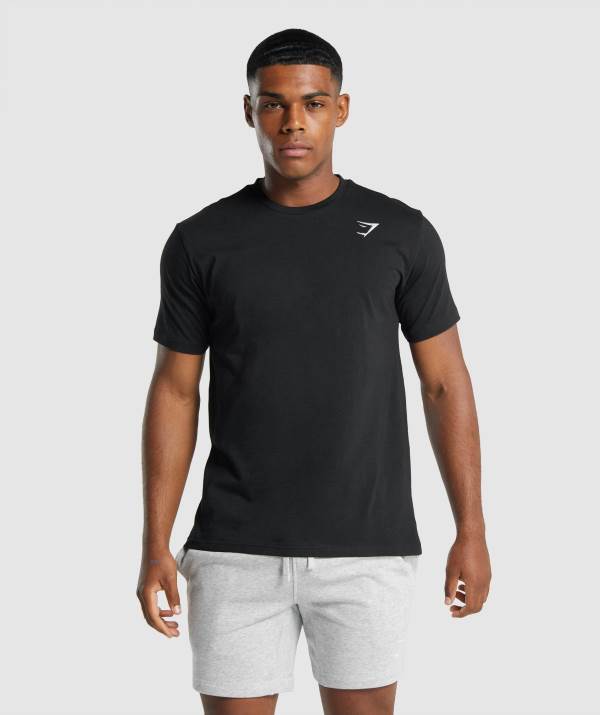 Gymshark Crest T-Shirt Herren Schwarz | 8710CMTXG